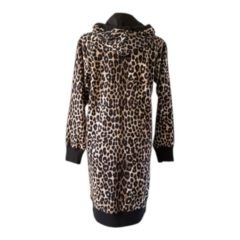 MICHAEL KORS NWT Women's Leopard Print Long Sleeve Cotton Terry Hoodie Dress Sml - Picture 11 of 16